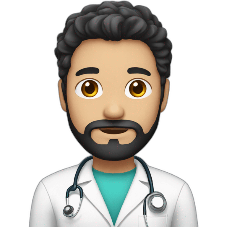 white doctor brown beard and short black hair on the head emoji