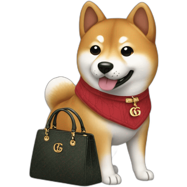 Shiba Inu holding a Gucci handbag emoji