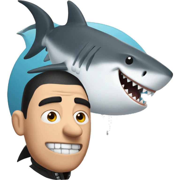 Gru with a shark emoji