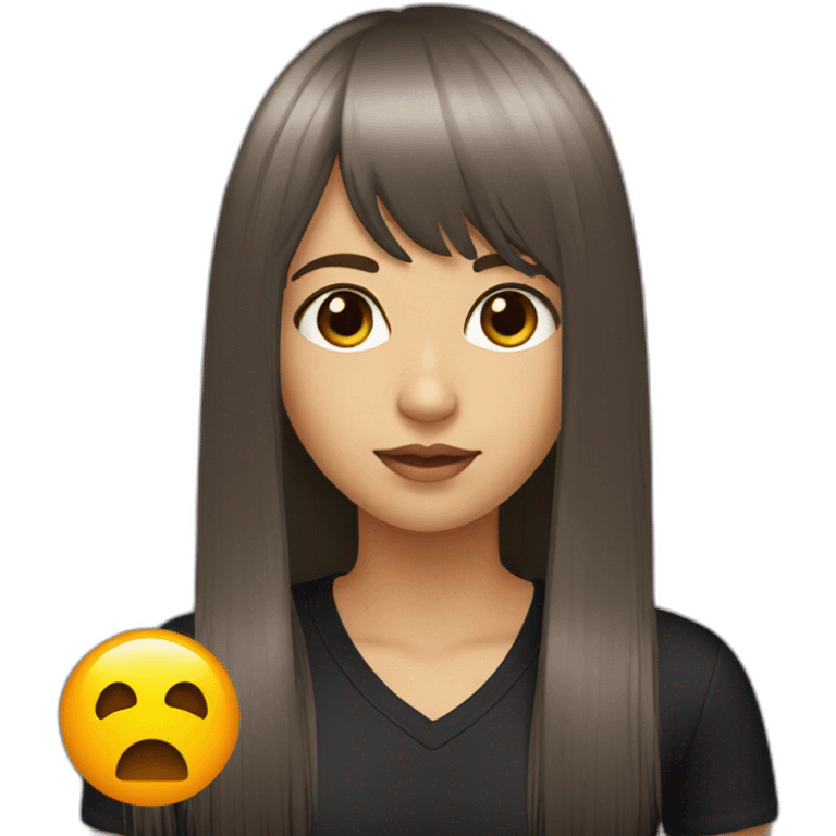 dark-brown-long-hair-fringe-girl-with-black -eyes Download emoji emoji