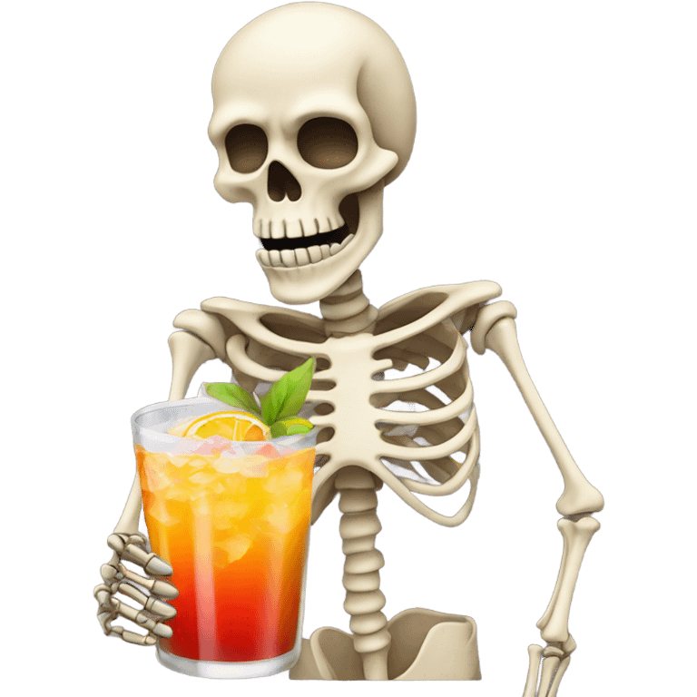 Skeleton holding a cocktail  emoji