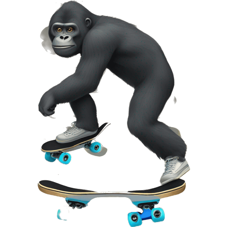 un gorille avec des dents en or sur un skate emoji