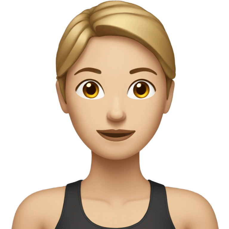 Woman doing pilates with short light brown hair emoji