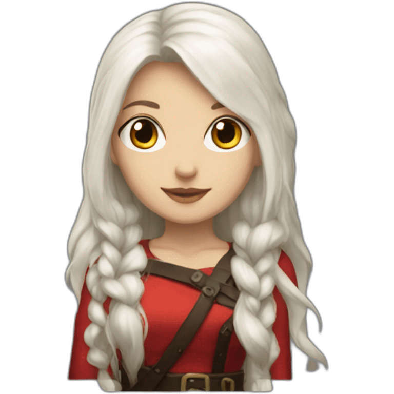 rpg-girl-with-long-white-hair-and-red-skirt and black tights emoji