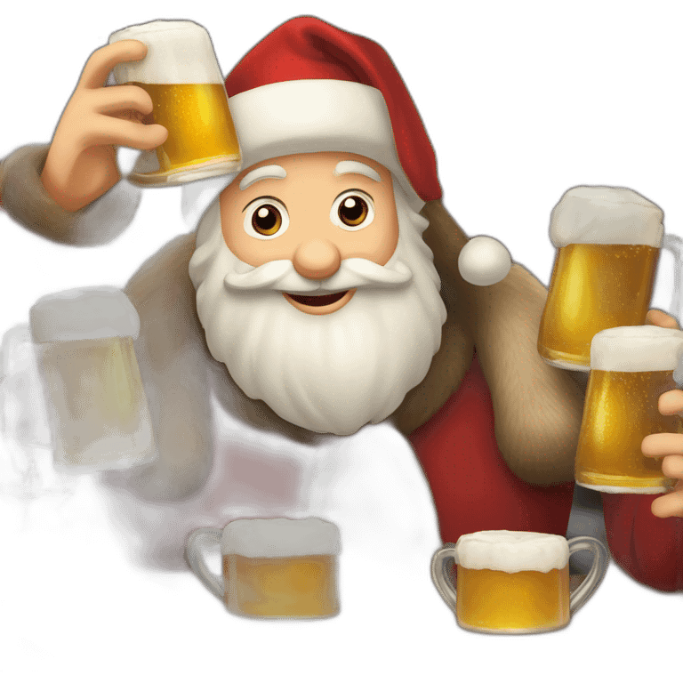 Père Noël et des enfants qui boivent de la bière emoji