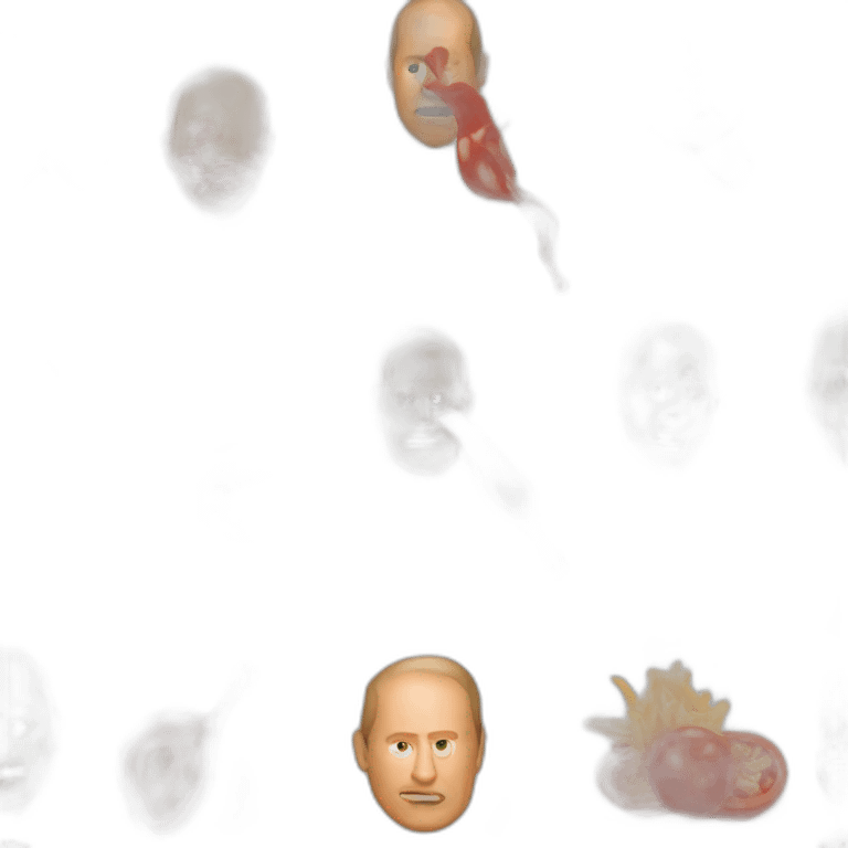 Vladimir Poutine shooting with tomato sauce emoji