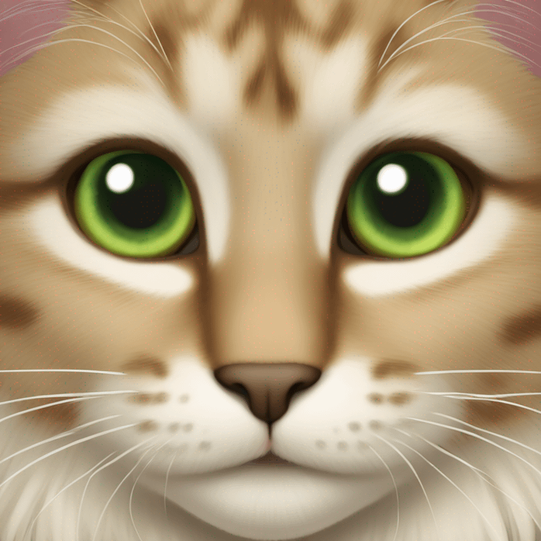 norvegian cat green eyes, hairy brown and blond emoji