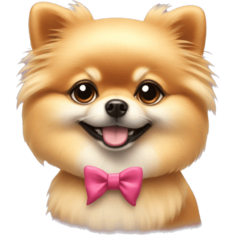 Pomeranian with a bow around its neck emoji