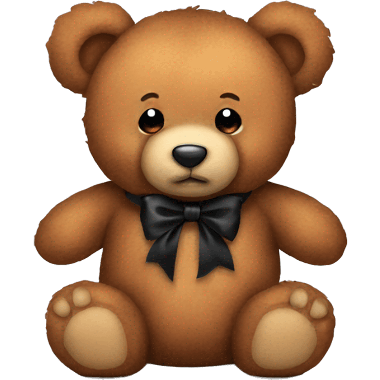 Cute brown teddy bear with black bow emoji