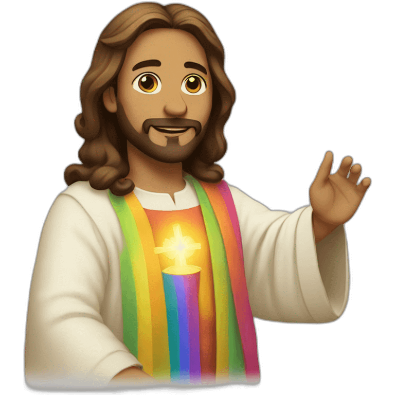 Queer jesus with rainbow robes emoji