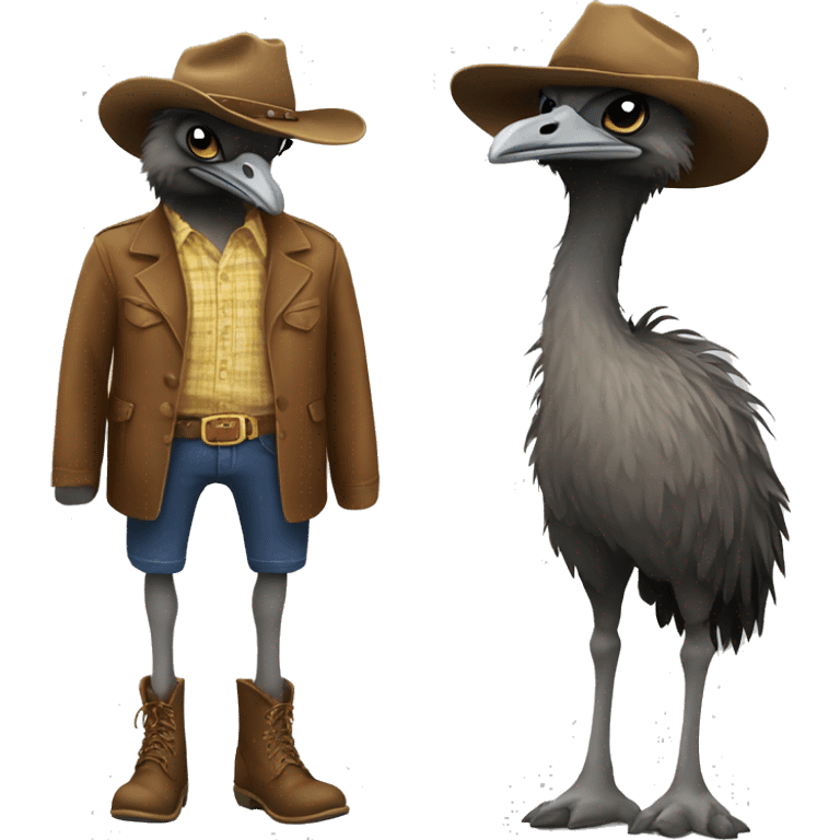 emu in cowboy boots and hat emoji