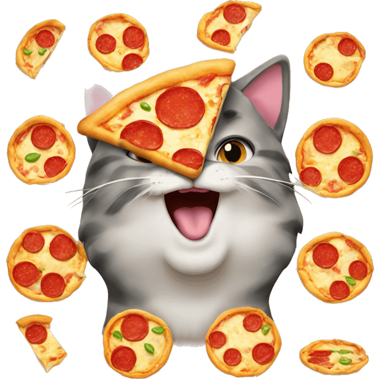 Cat eating pizza emoji