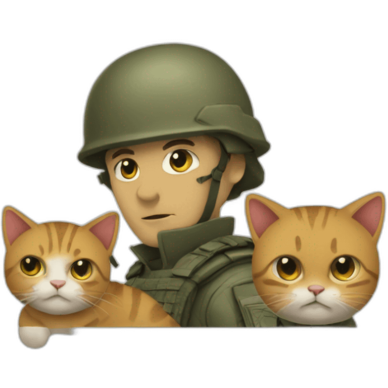 Make a drawing of war and cats emoji