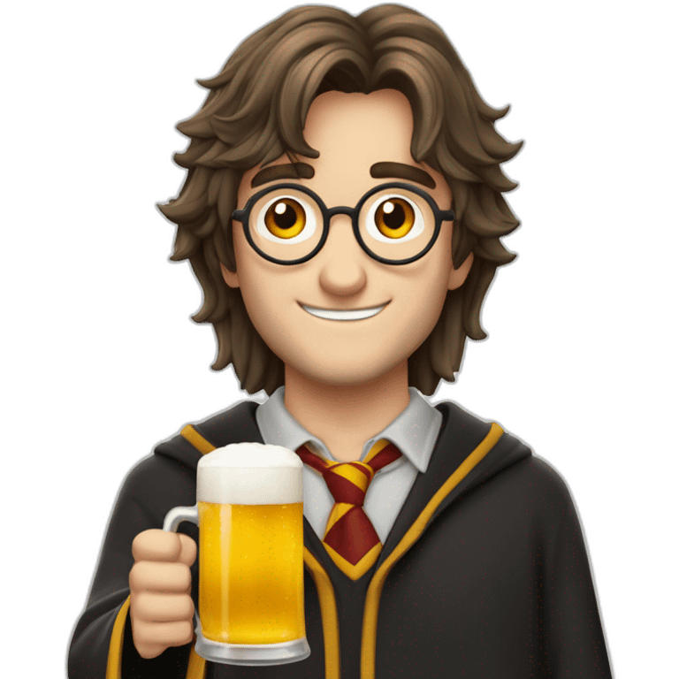 Harry potter qui boit une  bière aux beurre emoji