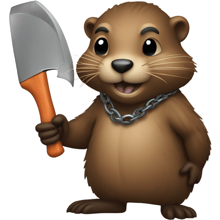 a beaver that cuts the tree with a chain saw emoji