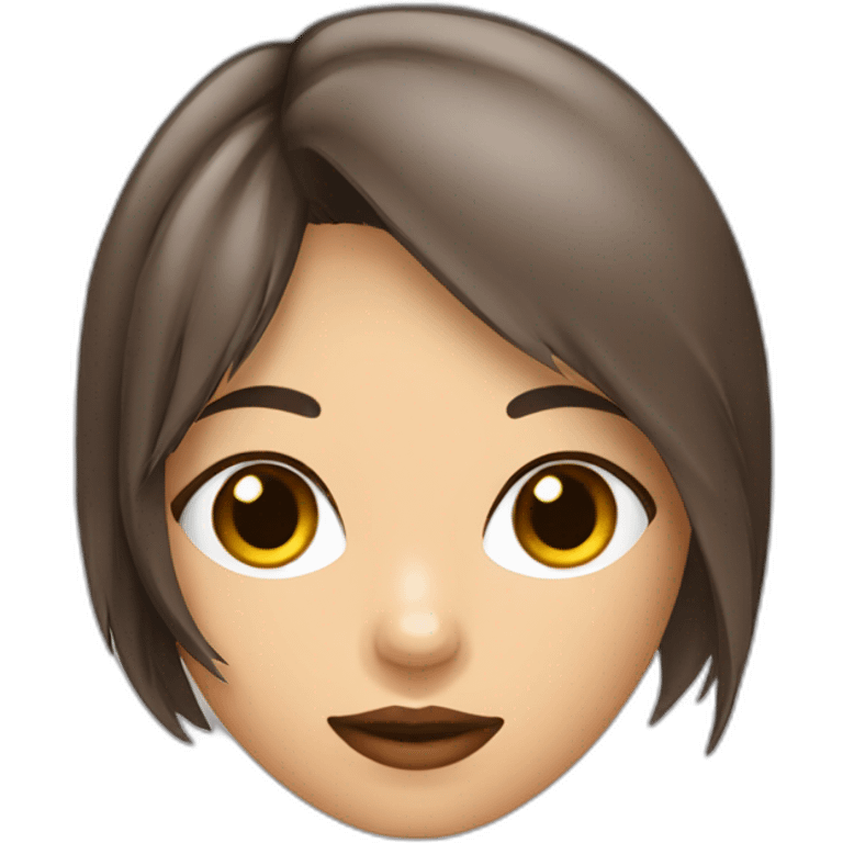 Brunette bruine ogen en visszrshoedje en wolfcut emoji