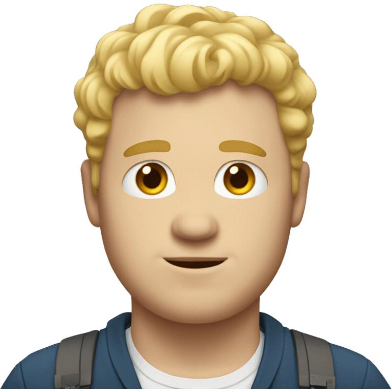 Tall white guy with short blonde hair and wavy. He's a bit fat. emoji