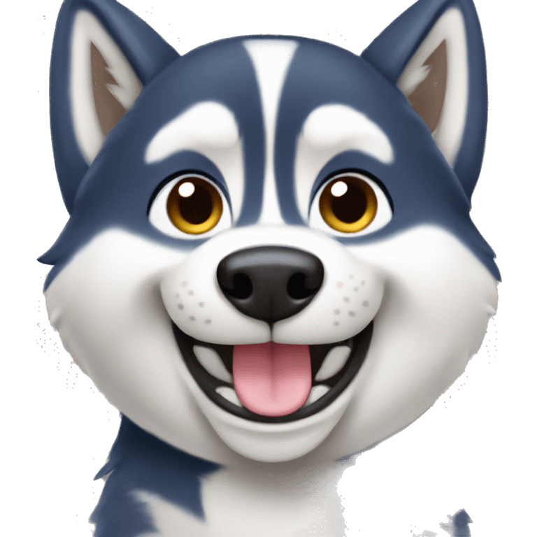 husky with thumbs up emoji