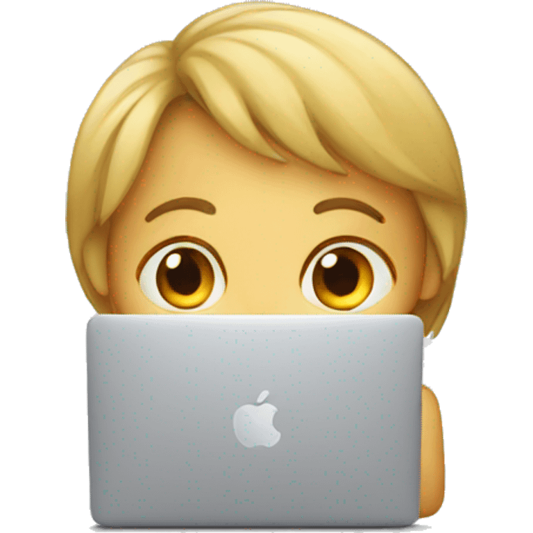 child with macbook emoji