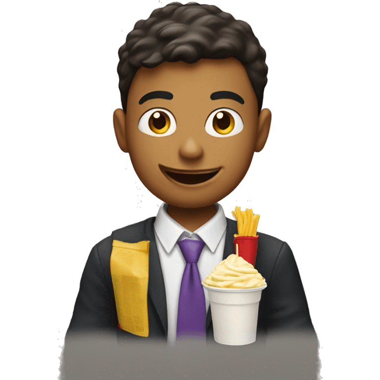 school boy drinking a mcdonalds grimace shake emoji