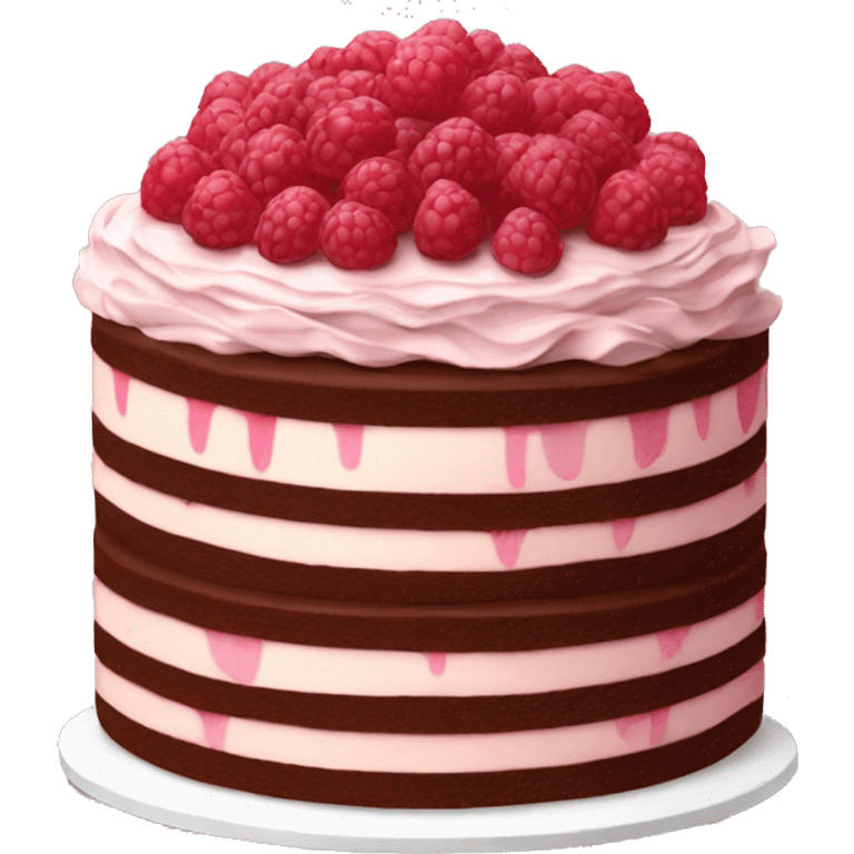 Realistic raspberry chocolate layered cake emoji