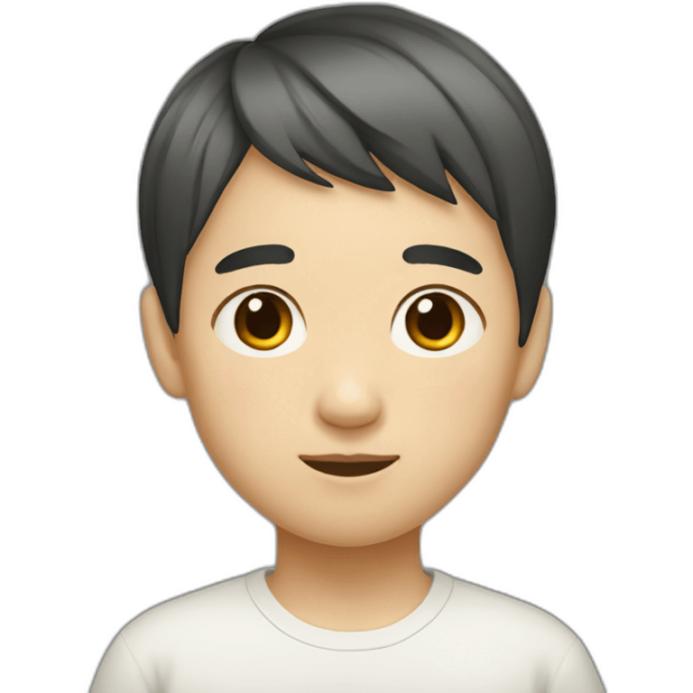 chinese boy with Japanese short hair emoji