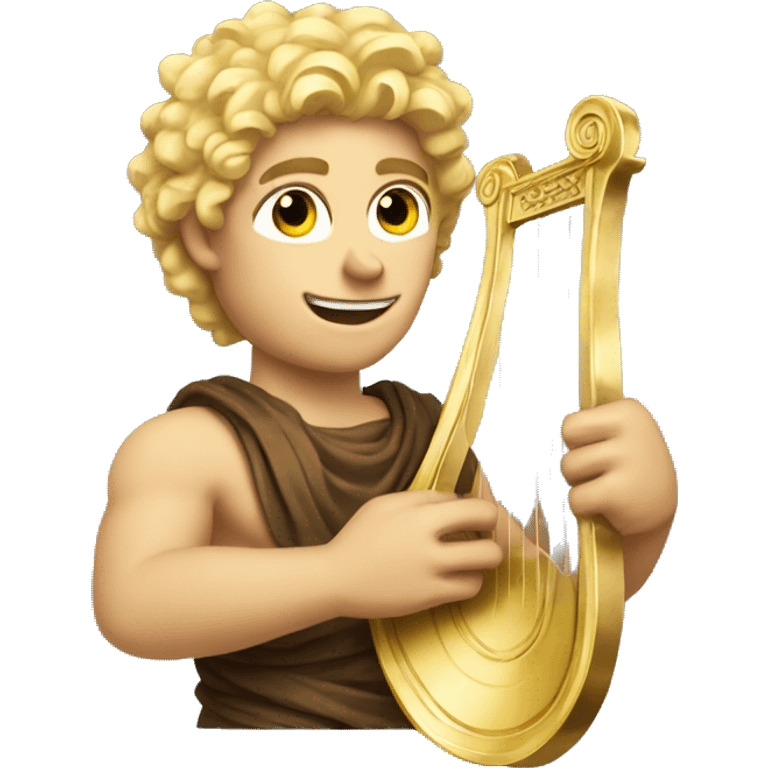 Apollo god. Holding a lyre with Blonde hair emoji