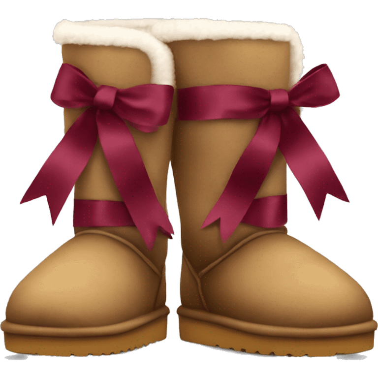 uggs shoes with burgundy ribbon on the side emoji