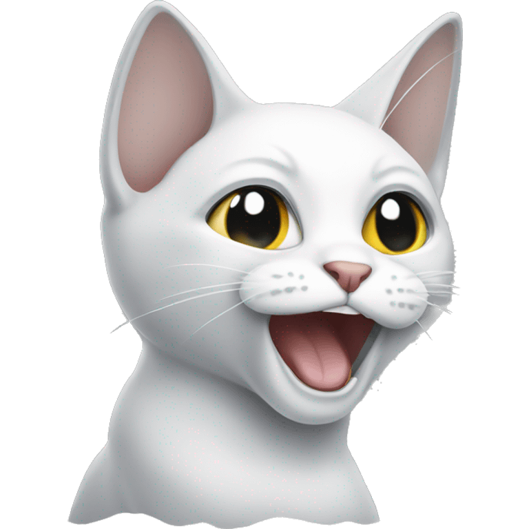 white-black cat meowing emoji