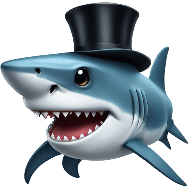 Shark with a top hat emoji