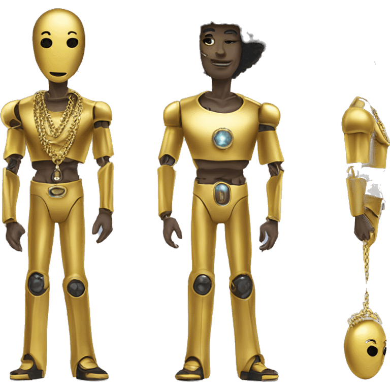 disco robot with an afro and gold chain emoji