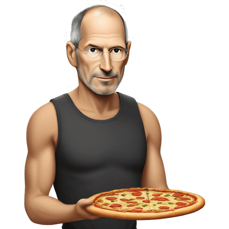 steve jobs eating pizza while wearing a tanktop emoji