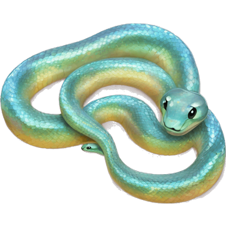 Sparkly glossy Pastel iridescent glass snake emoji