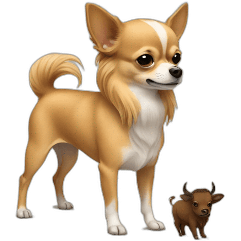 Long hair sand chihuahua with a bison emoji