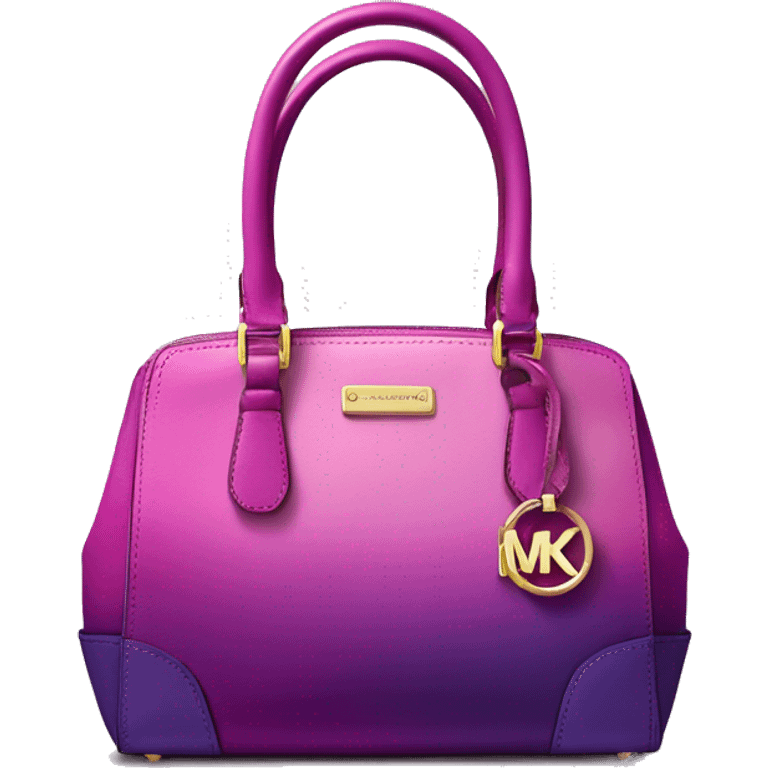 Realistic isolated magenta to purple ombre Michael kors satchel purse.  emoji