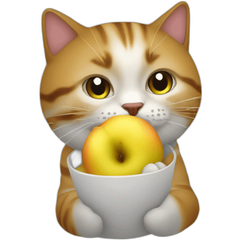 Chat qui mange une pommme emoji