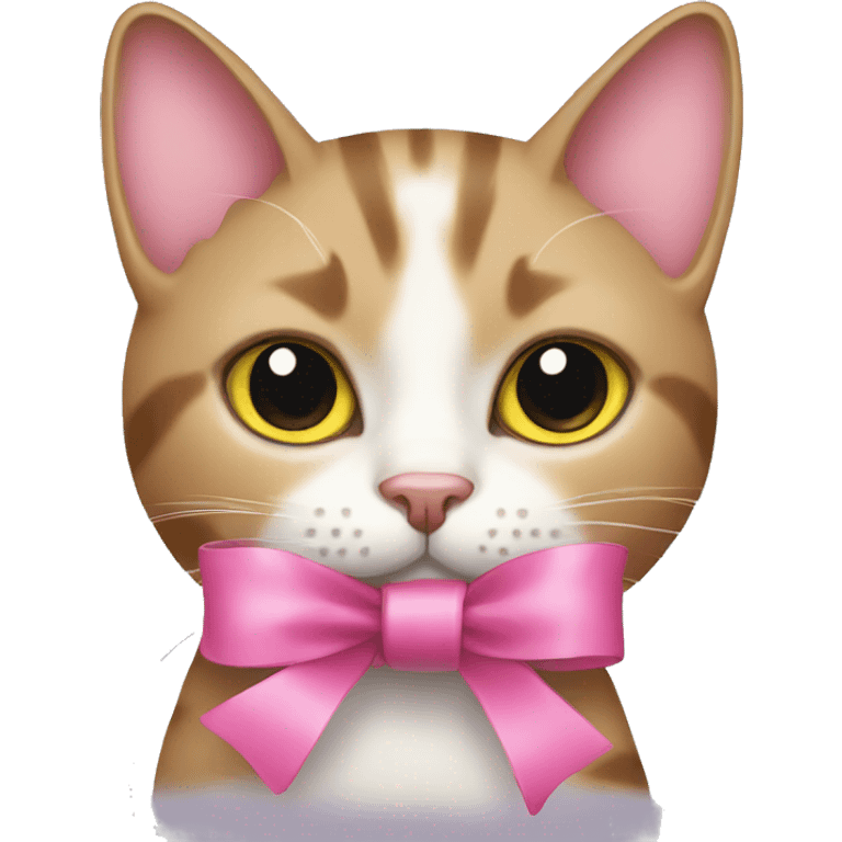 Cat with a pink ribbon  emoji