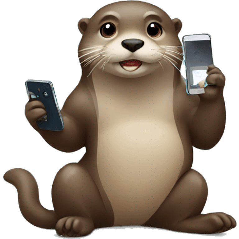 Otter chilling with phone emoji