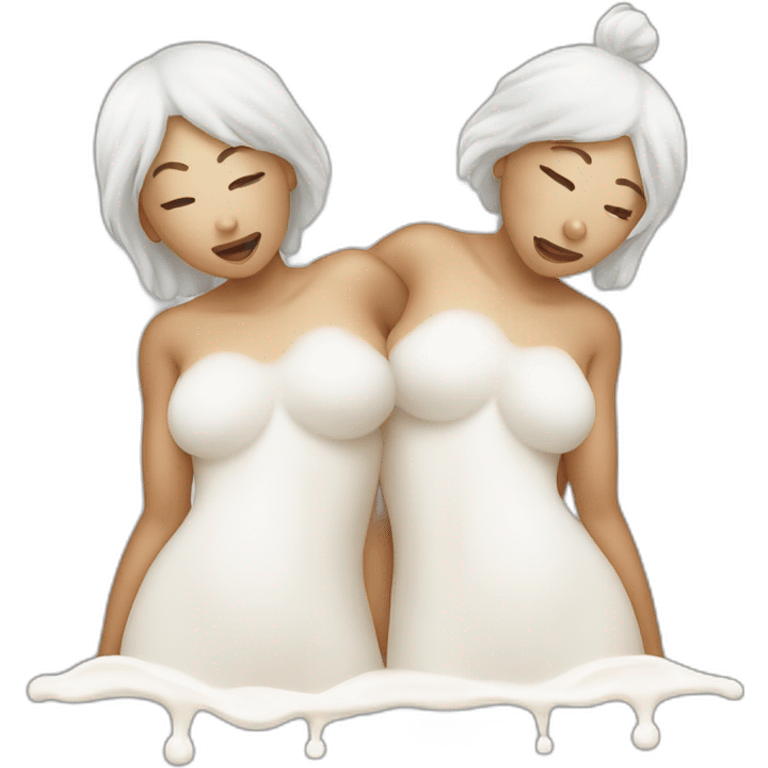 two women covered in milk emoji