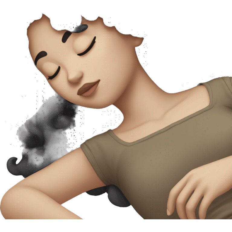 Girl sleeping black hair white skin emoji