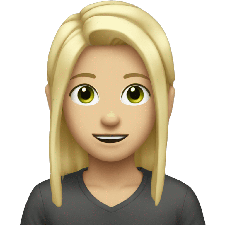 generate me as an emoji, I have middle part hair, gren eyes,  am a boy, blonde ish hair,  emoji