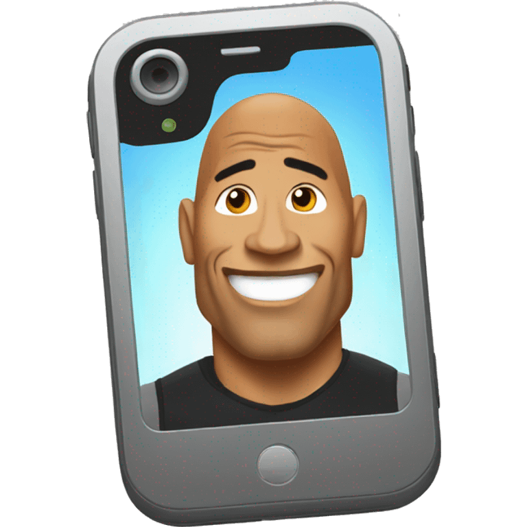 the rock with a mobile phone emoji