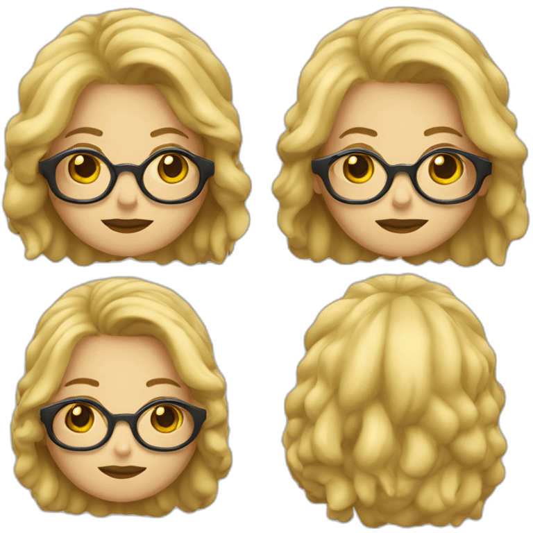 Mujer con rulos pelo largo rubia con gafas emoji