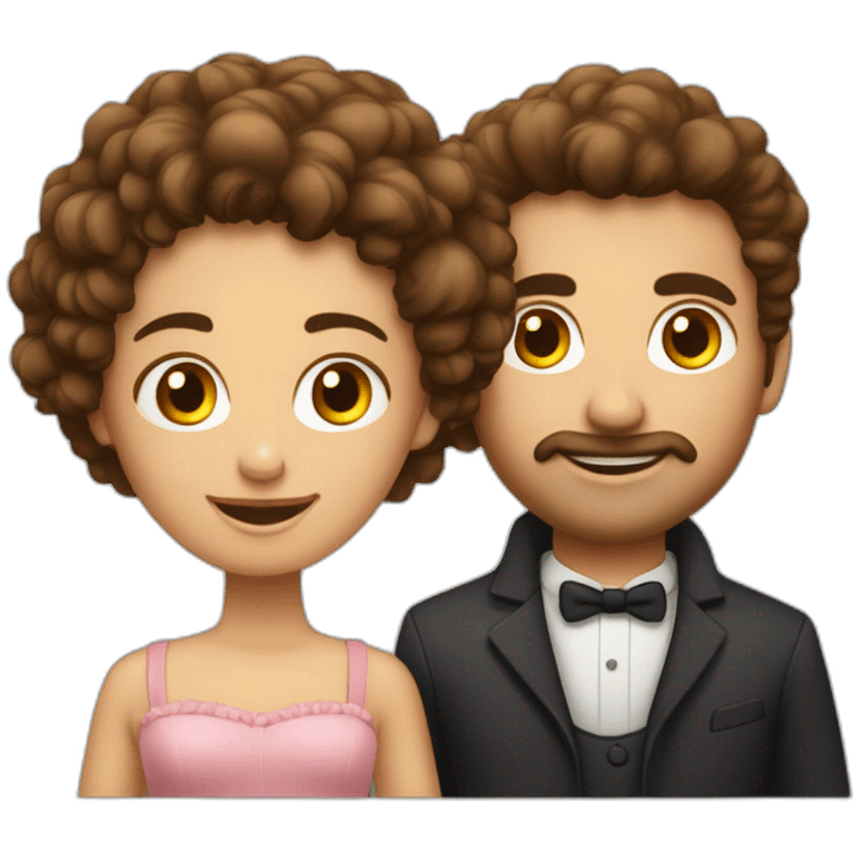 Couple garçon brun et fille cheveux bouclé emoji