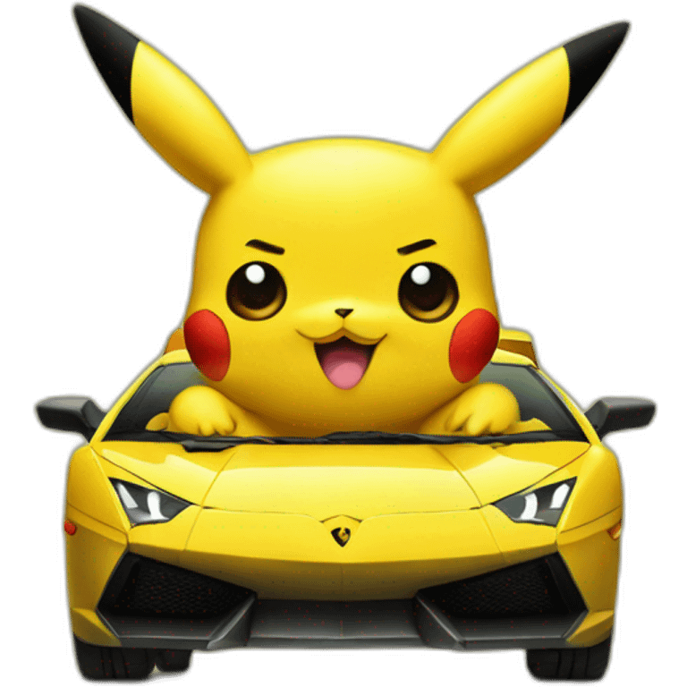 Pikachu avec une lamborghini emoji