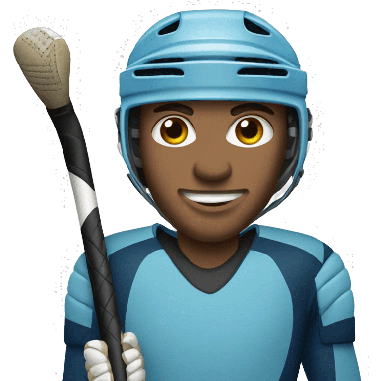 Field hockey goalkeeper with legaurds emoji