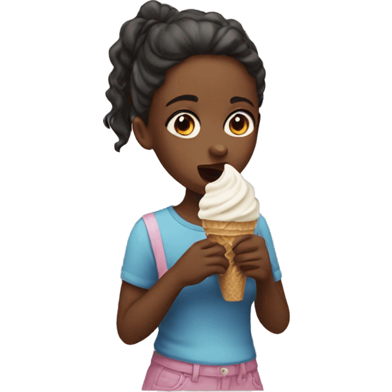 A girl eating ice cream emoji