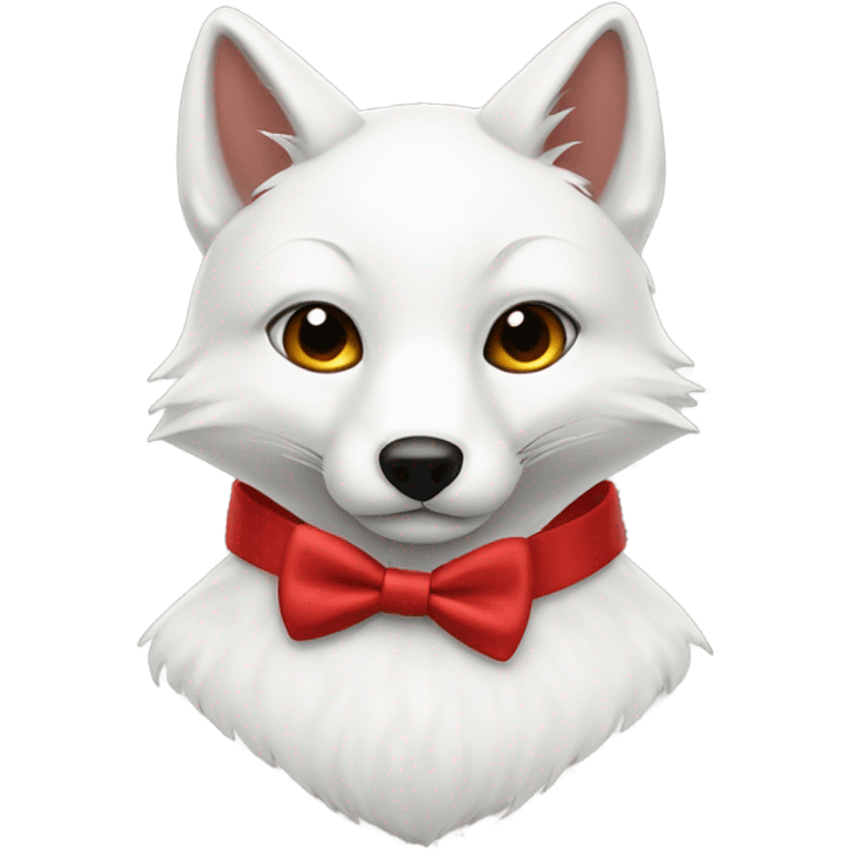 white fox with red bow tie emoji