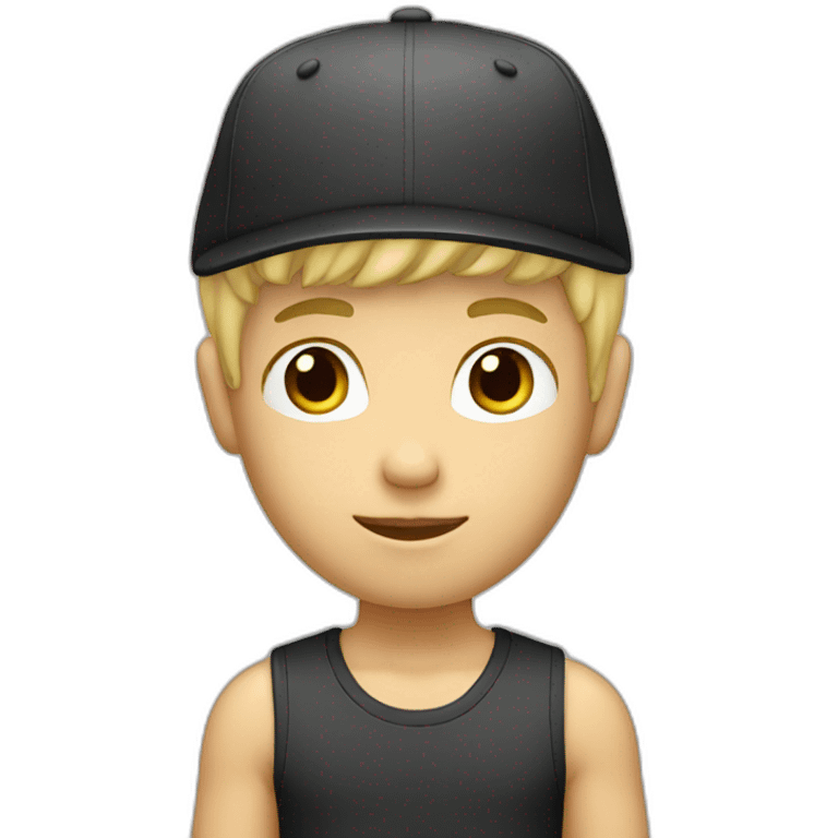 blond boy with cap black and hair short emoji