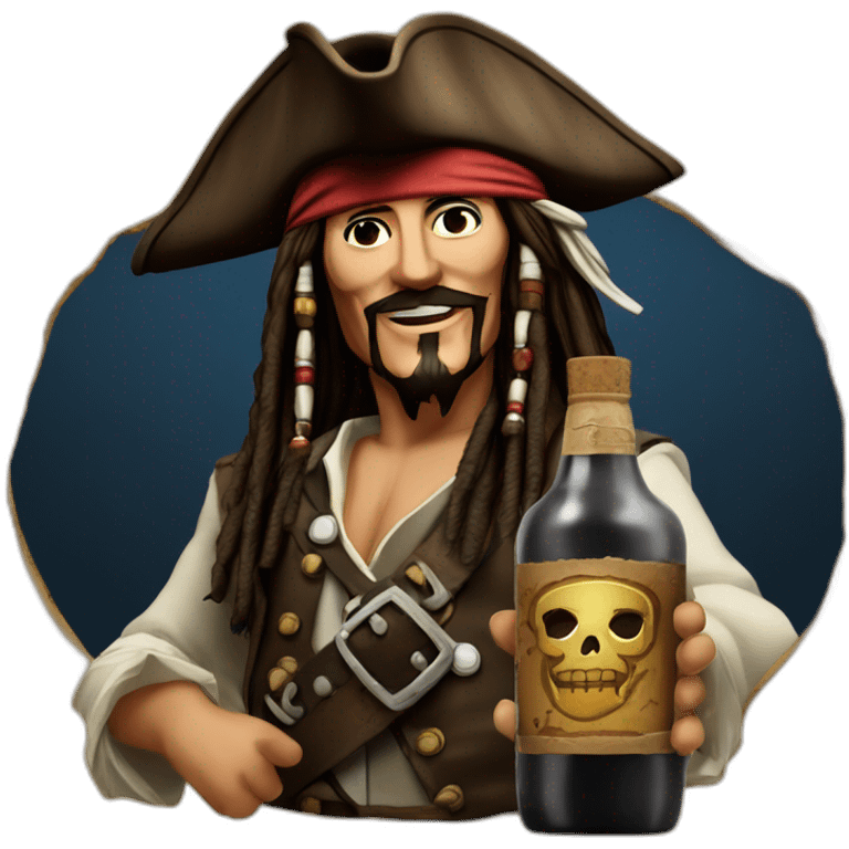 Captain Jack Sparrow and bottle of rum emoji